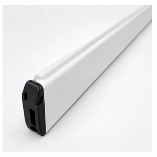White shutter slat with a black end cap for the motor brake option