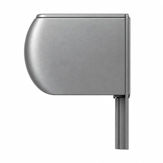 Side profile of a hurricane shutter housing with a rounded front