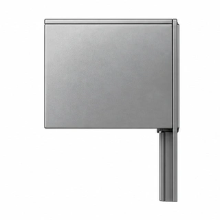 Side profile of a square 90-degree hurricane shutter housing