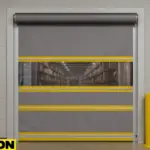 Paylon industrial roll-up door in a warehouse setting, illustrating product options for Comparing Manual vs. Motorized Roll Up Doors for Industrial Use