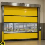Paylon motorized industrial roll-up door installed in a warehouse, illustrating options for Comparing Manual vs. Motorized Roll Up Doors for Industrial Use