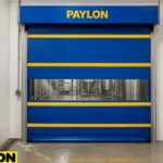 Paylon motorized vinyl door installed in a brewery washdown zone, showcasing durable design built for daily cleaning, ideal for facilities needing motorized vinyl doors for brewery & distillery washdowns zone