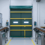 “Roll Up Bug Door installed in a food processing facility to support airflow and block insects in clean production areas.”