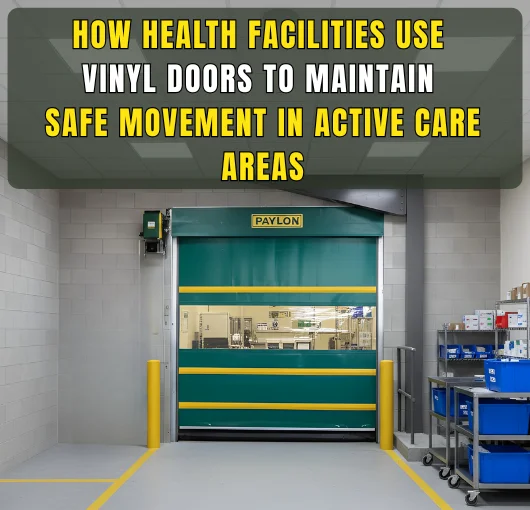 Roll-up vinyl door used in an active healthcare environment to support safe movement in care areas