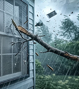 A roll up hurricane screen mounted over a commercial or industrial opening, providing storm protection.