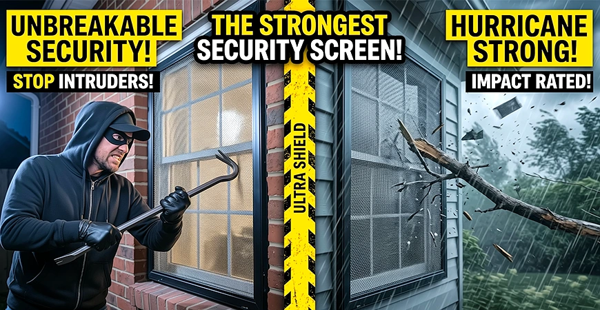 A cost-effective security screen installed at a commercial or industrial entry point to restrict access while maintaining visibility.