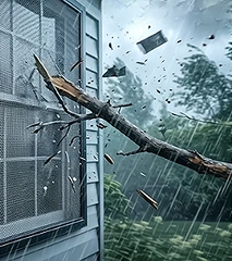 A roll up hurricane screen mounted over a commercial or industrial opening, providing storm protection.