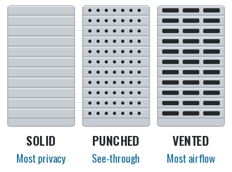 Diagram comparing solid, punched and vented security shutter slats